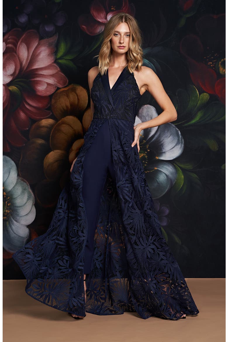 Lace Maxi Romper, Alternate, color, MIDNIGHT