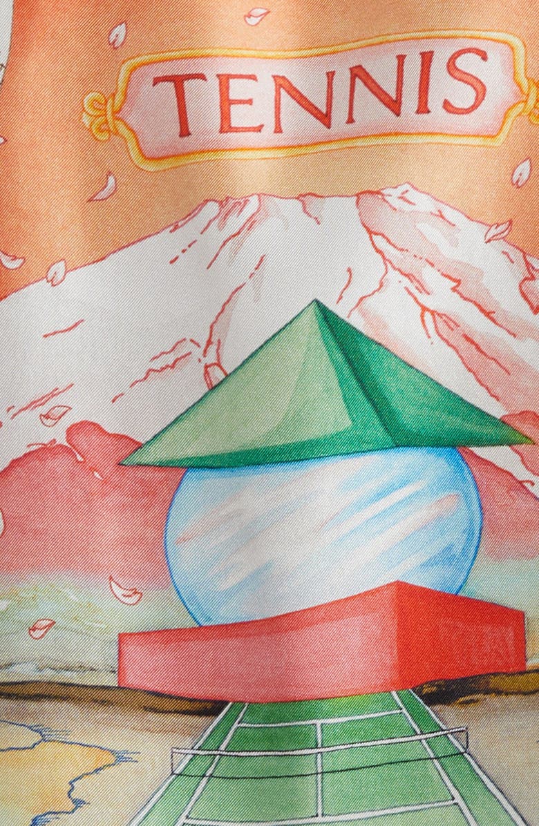 Casablanca Tennis Club Long Sleeve Silk Camp Shirt, Alternate, color, Tennis Club