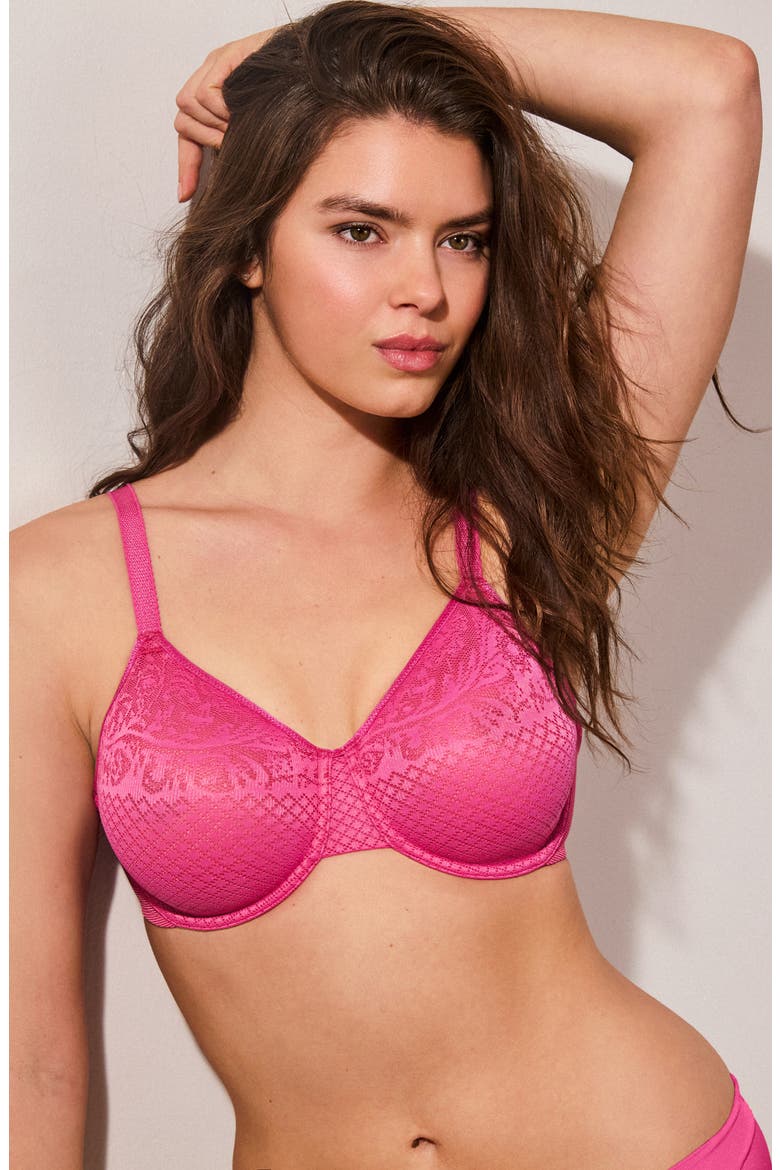 Visual Effects Underwire Minimizer Bra, Alternate, color, WILD AZALE
