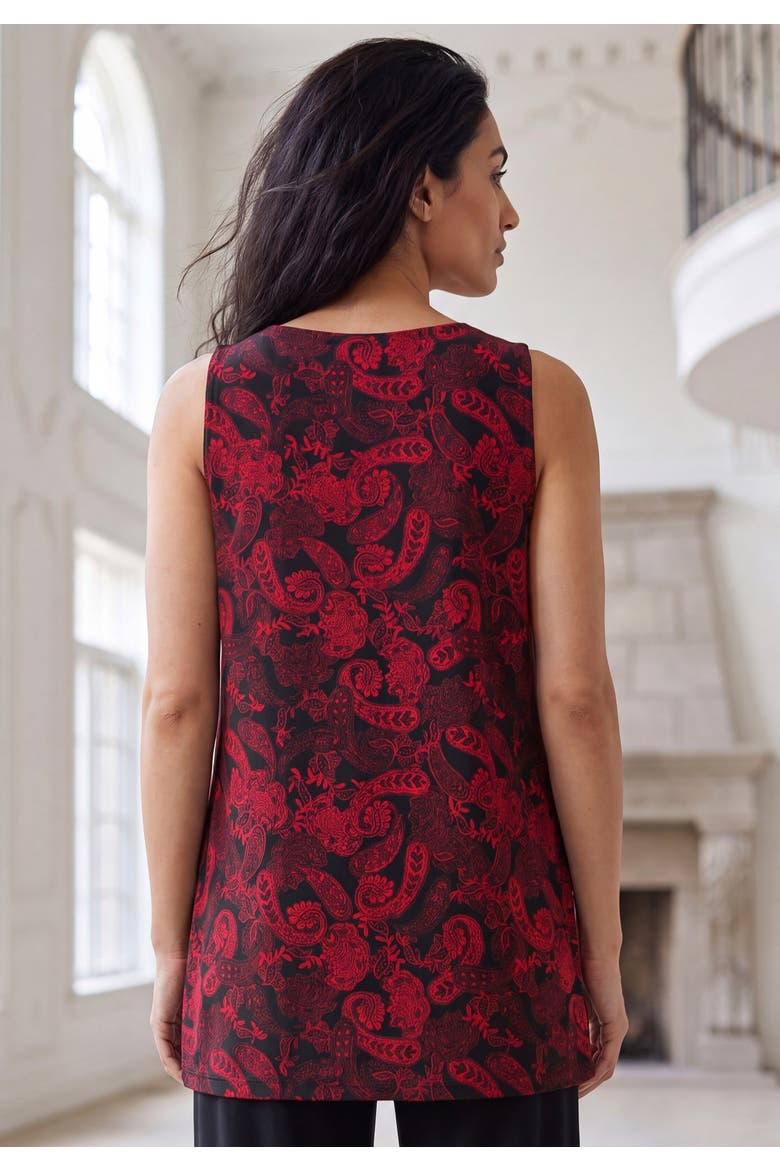 Stretch Knit Tunic Tank, Alternate, color, CLASSIC RED MINI PAISLEY