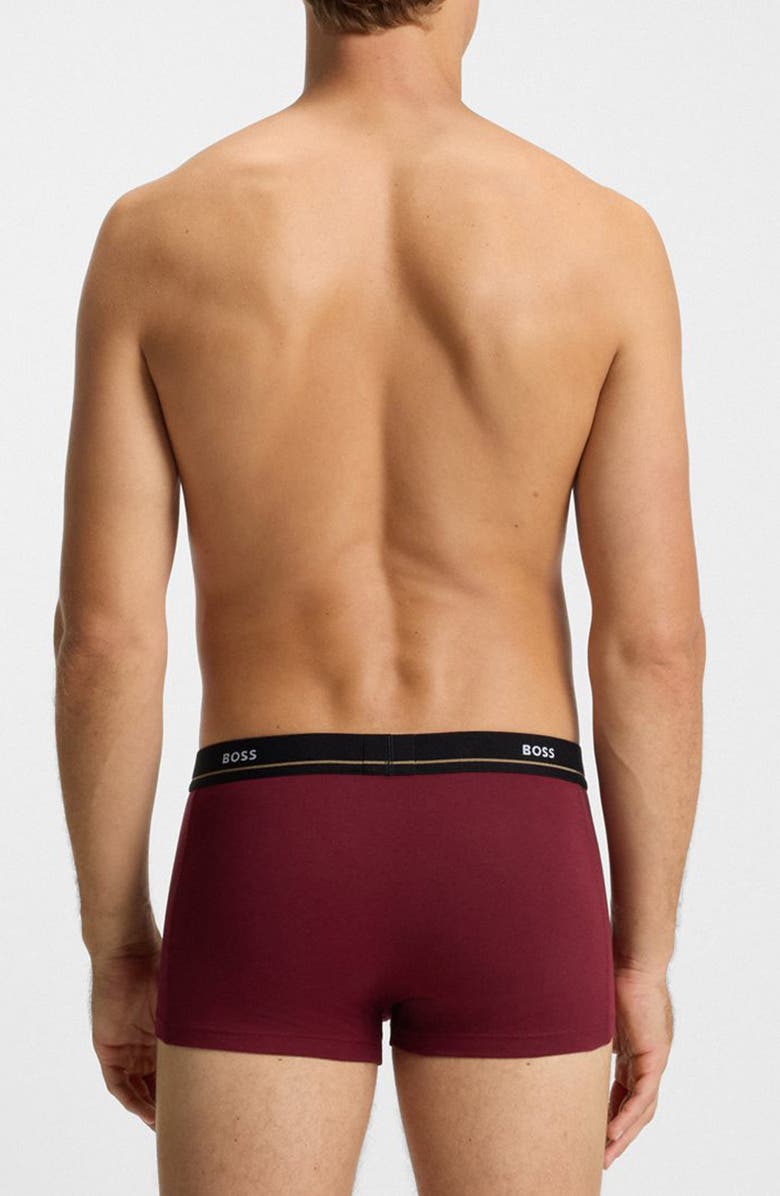 BOSS Assorted 5-Pack Essential Stretch Cotton Trunks, Alternate, color, Black/ Red/ Grey/ Navy
