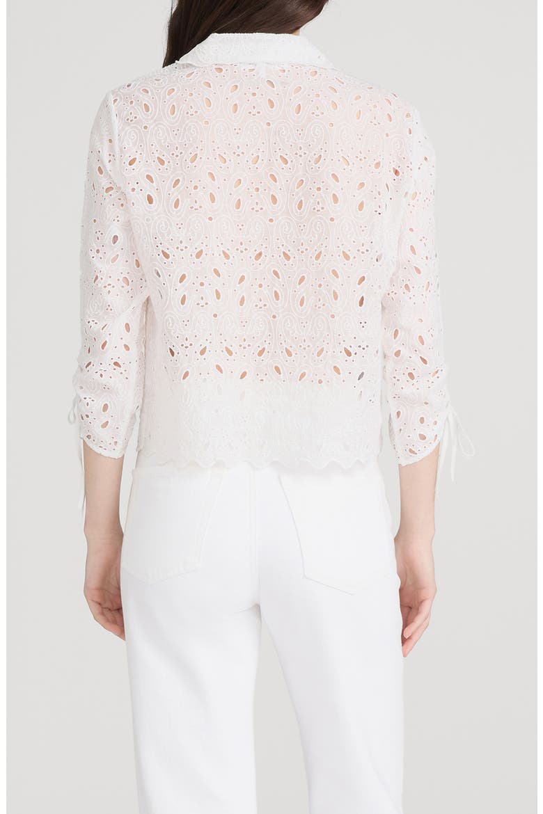 Sheer Paisley Eyelet Button-Up Shirt, Alternate, color, WHITE