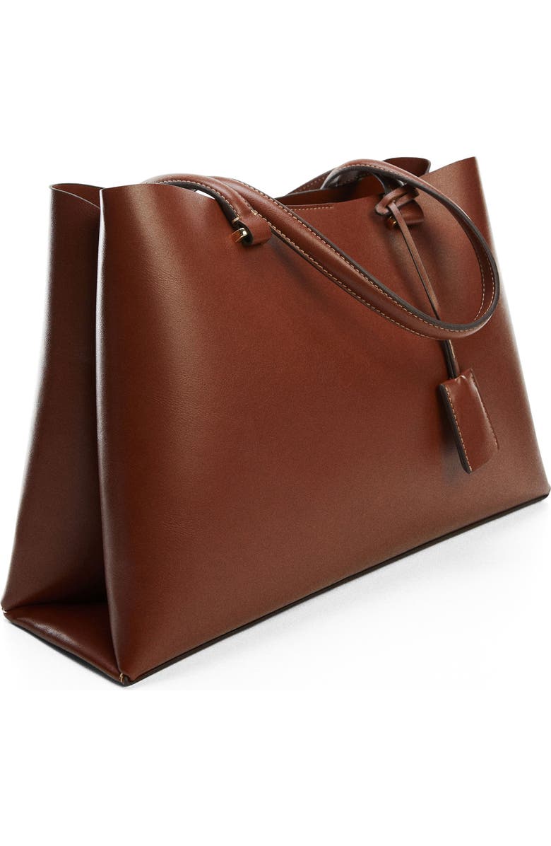 MANGO Double Compartment Faux Leather Shopper Bag, Alternate, color,