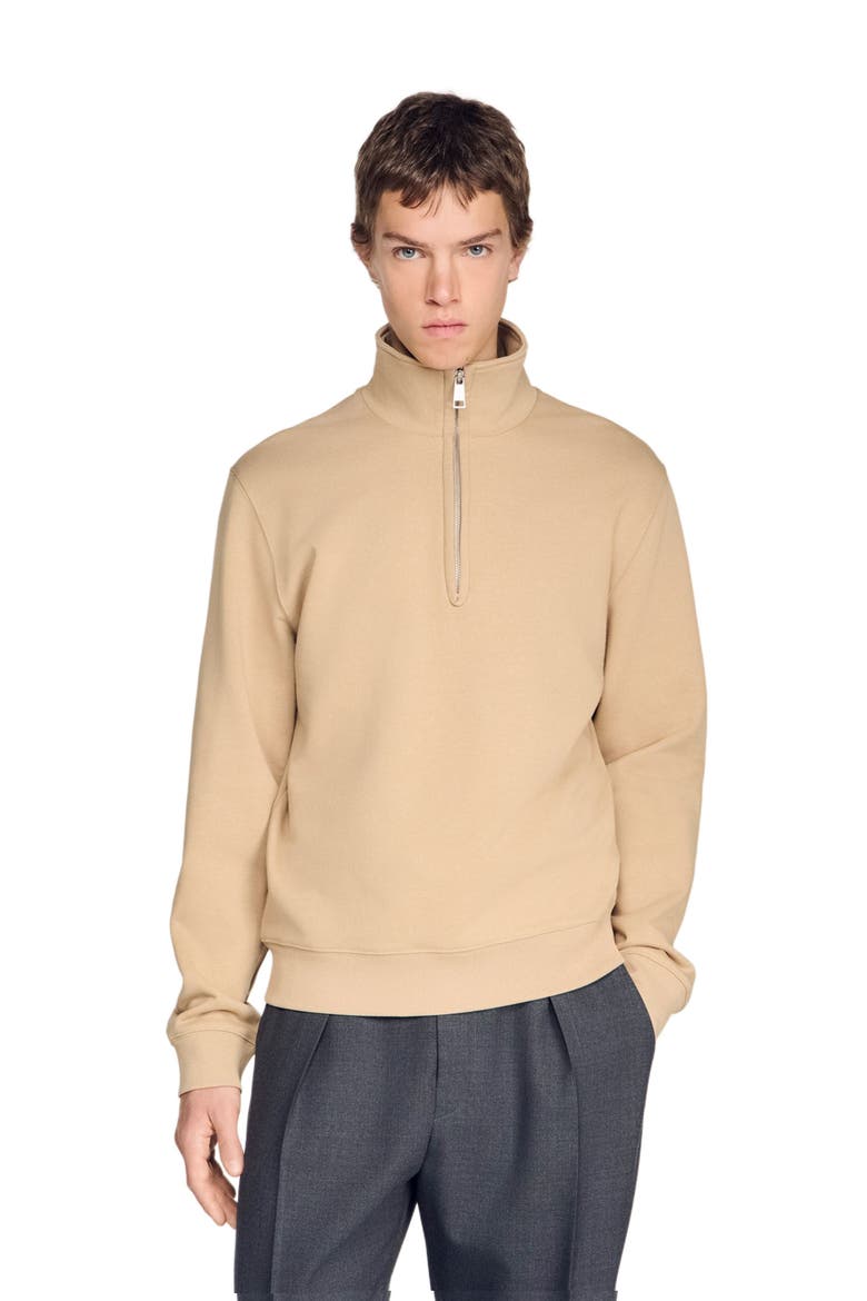 Cotton sweatshirt, Alternate, color, Cappucino