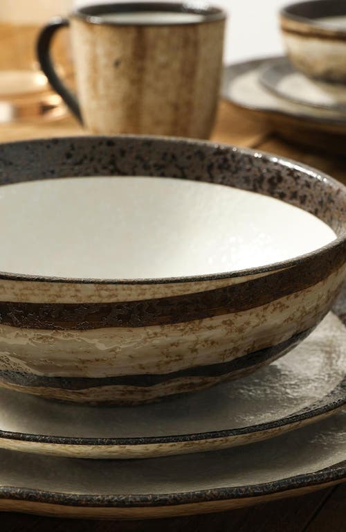 Stone Lain Lucy Porcelain 16-piece Dinnerware Set In Brown