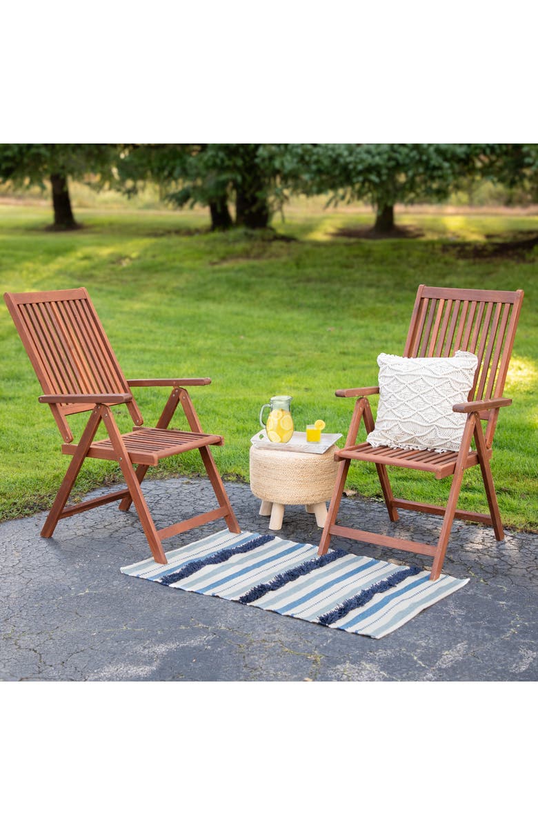 Northlight 3.5' x 2.25' Blue, Cream and Black Striped Handloom Woven Outdoor Accent Throw Rug, Alternate, color, Blue