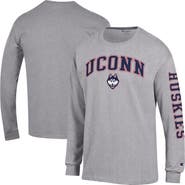 Champion Men's Champion Heather Gray UConn Huskies Arch Over Logo 2-Hit Long Sleeve T-Shirt
