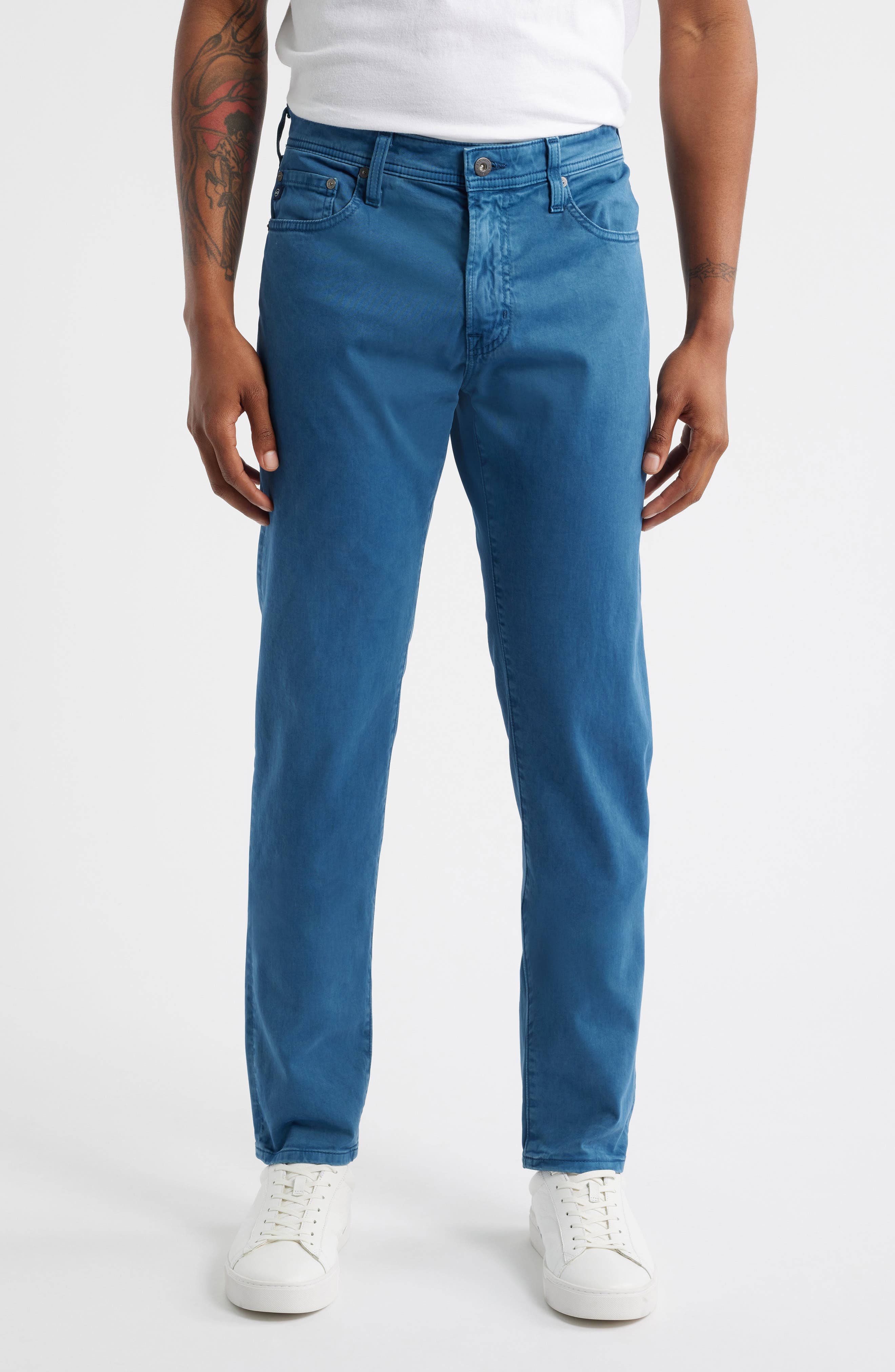 AG Tellis Stretch Sateen Modern Slim Pants in Sulfur Deep Sea 