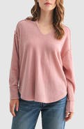 All in Favor Textured Knit Henley Top