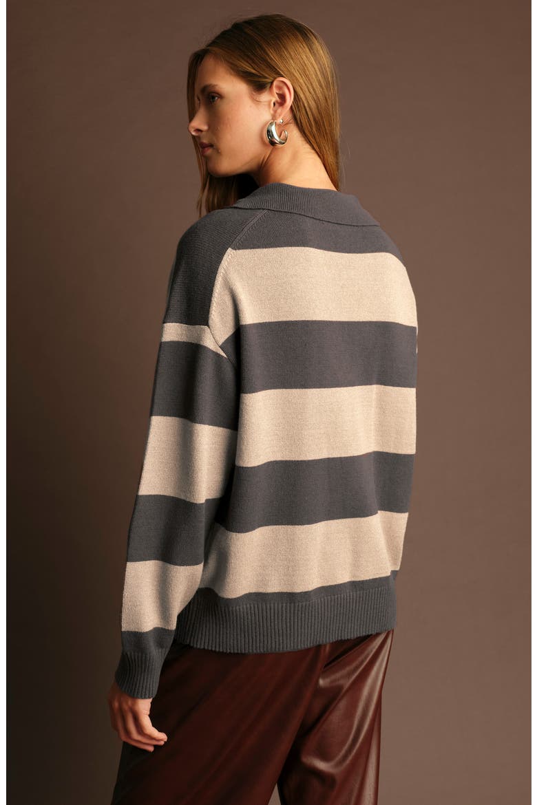 Nick Polo Stripe Sweater, Alternate, color, GREY MELANGE WITH EC