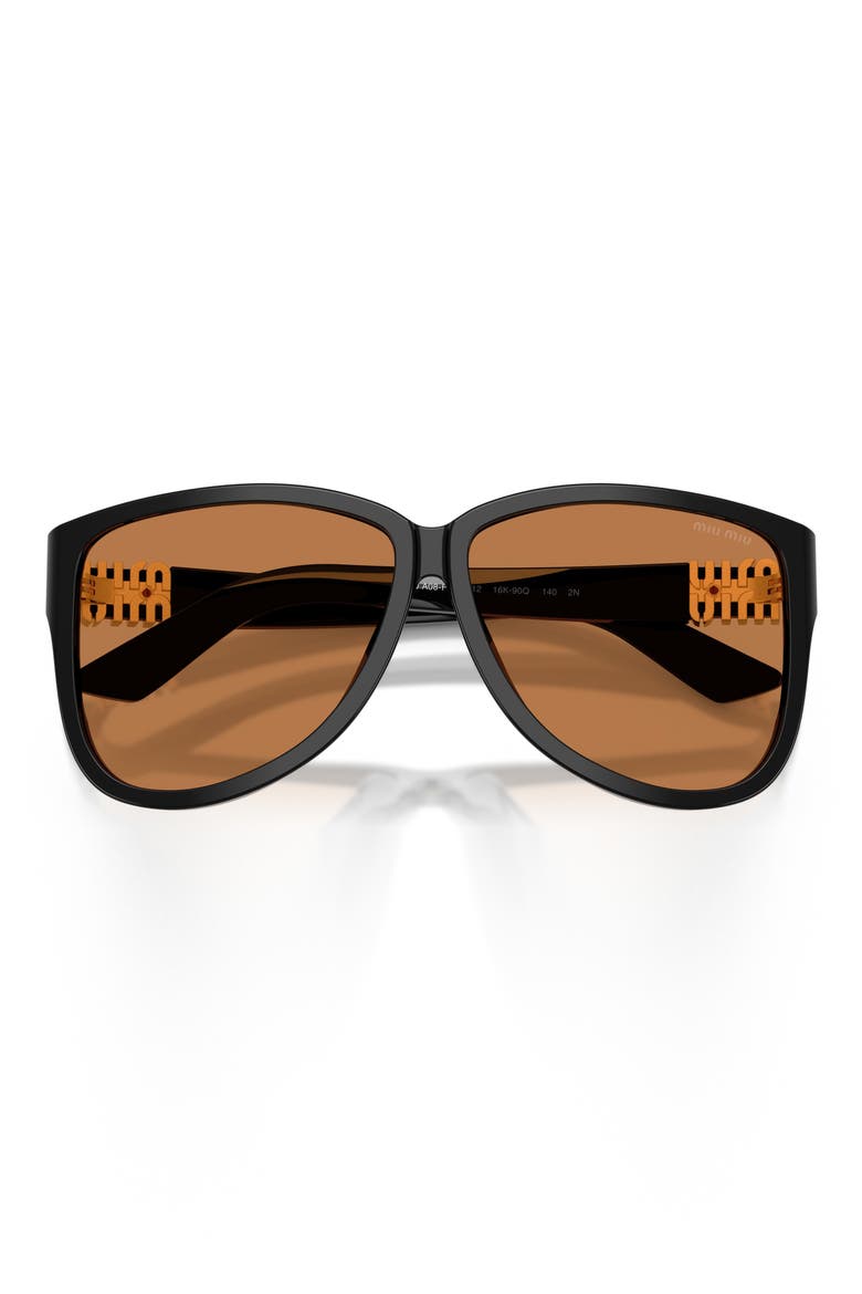 61mm Pilot Sunglasses, Alternate, color, BLACK/ BROWN