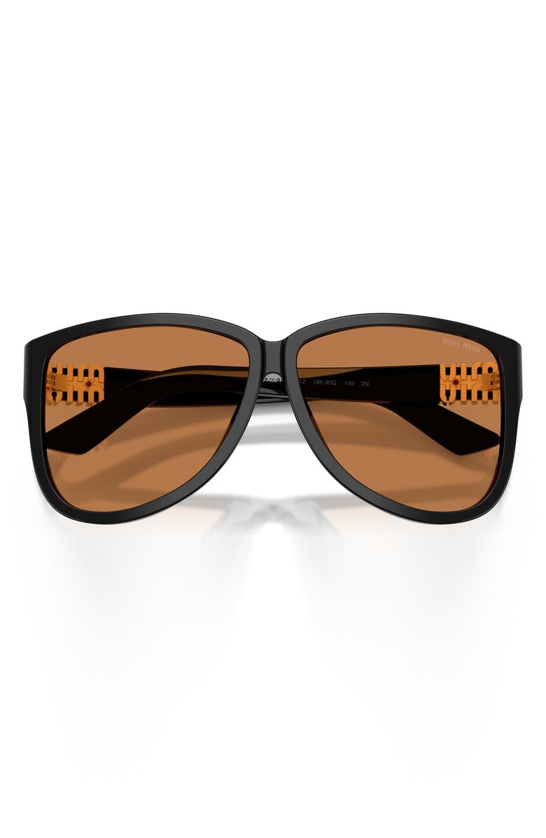 Miu Miu 61mm Pilot Sunglasses, Alternate, color, Black/ Brown