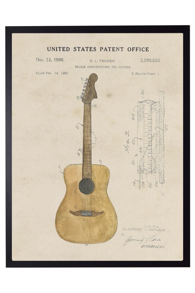Acoustic Guitar Patent in Black Frame, Main, color, No Color