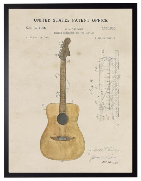 Acoustic Guitar Patent in Black Frame