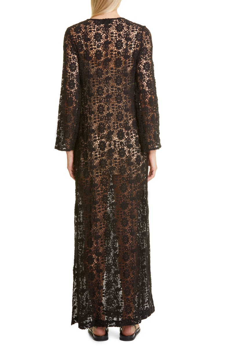 Nili Lotan Della Lace Long Sleeve Midi Dress, Alternate, color, 