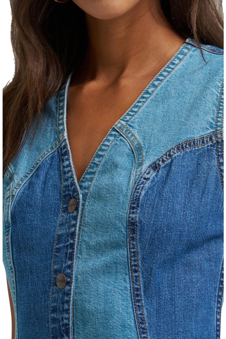 Patchwork Denim Sheath Dress, Alternate, color, PATCHWORK