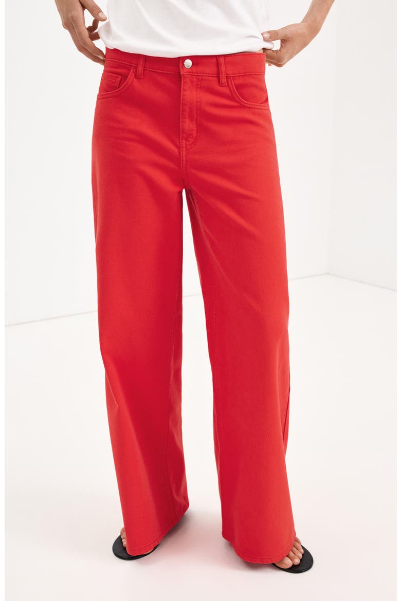 Low Rise Wide Leg Jeans, Main, color, RED