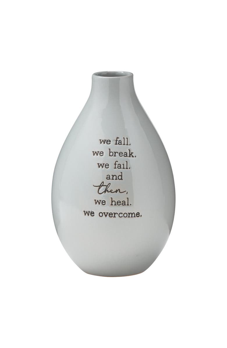 tag We Heal We Overcome Dark Gray Ceramic Decorative Vase, Main, color, Gray