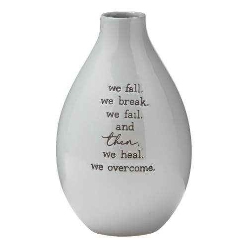 Tag We Heal We Overcome Dark Gray Ceramic Decorative Vase In Gray