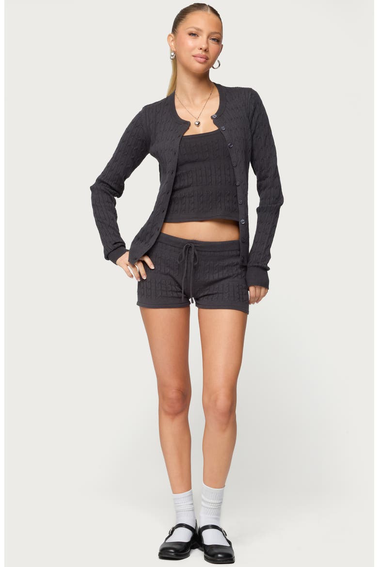 Nella Cable Stitch Shorts, Alternate, color, DARK-GRAY