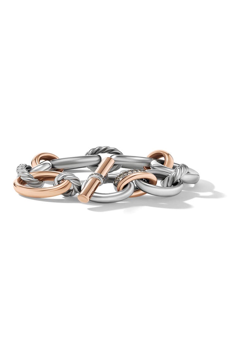 Mercer Mélange Mixed Metal Link Bracelet, Alternate, color, STERLING SILVER/ 18K ROSE GOLD