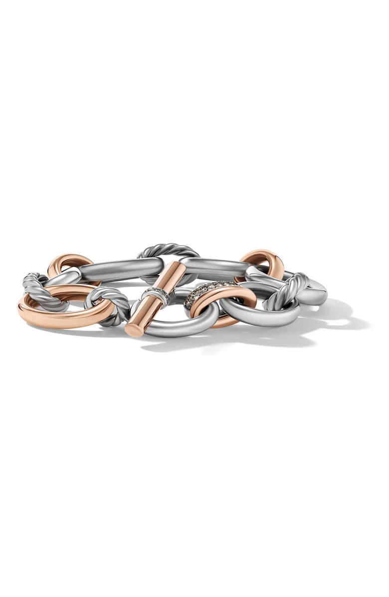 David Yurman Mercer Mélange Mixed Metal Link Bracelet, Alternate, color, Sterling Silver/ 18K Rose Gold