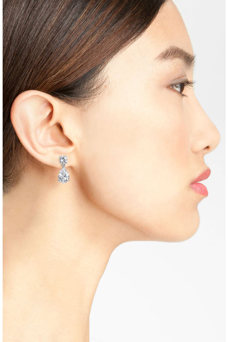 Cubic Zirconia Teardrop Earrings, Alternate, color, SILVER/ CLEAR CZ