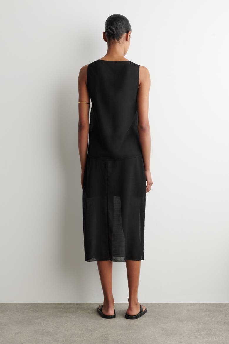 Semi-sheer Layered Wool Top, Alternate, color, BLACK
