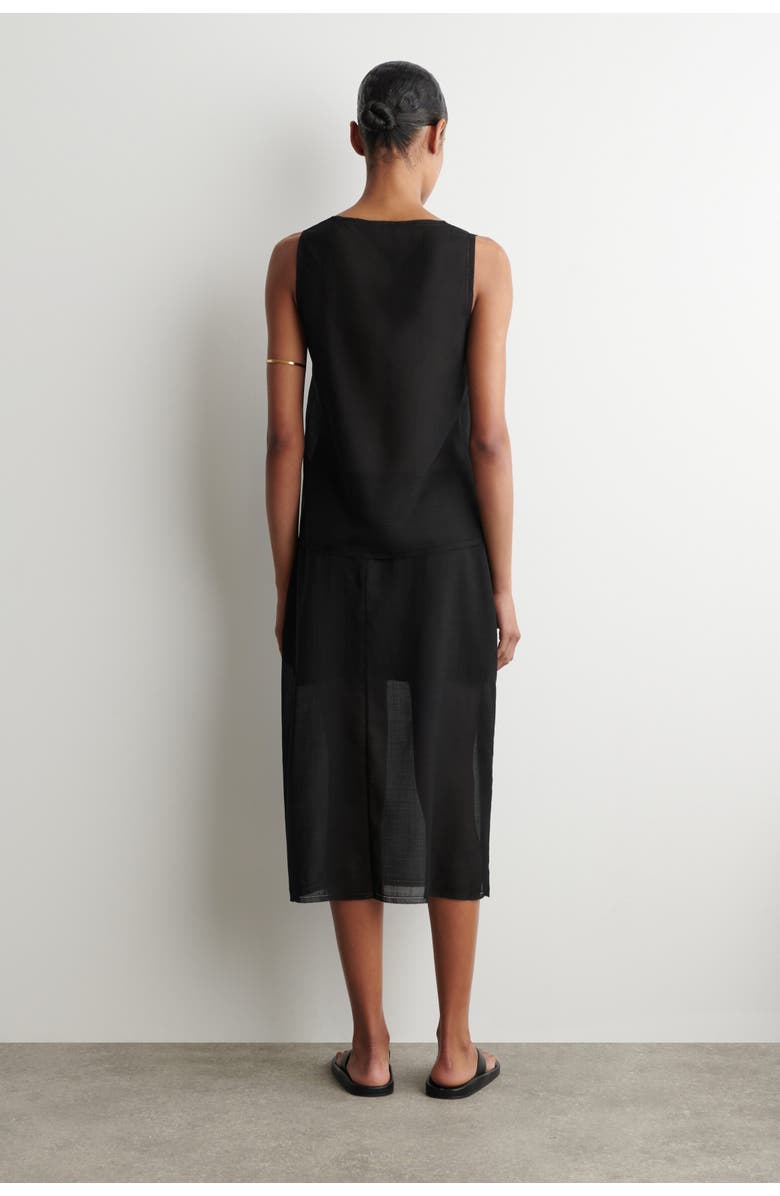 COS Semi-sheer Layered Wool Top, Alternate, color, Black