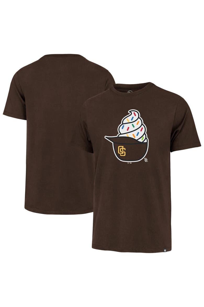 Men's '47  Brown San Diego Padres Ice Cream Helmet Franklin T-Shirt, Main, color, Brown