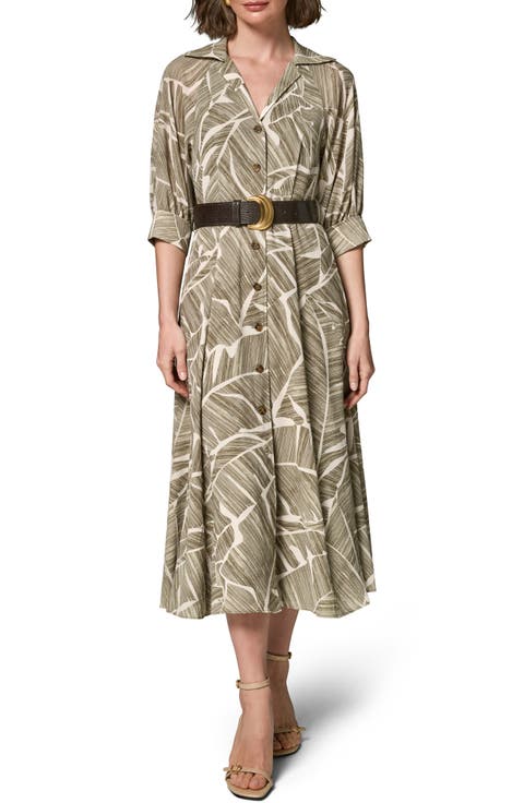 Leaf Print Midi Dress