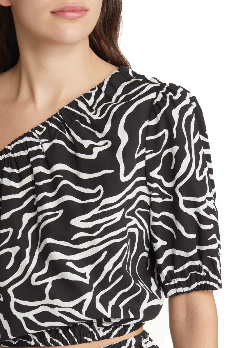 Rails Evy Abstract Animal Print One-Shoulder Crop Top | Nordstrom