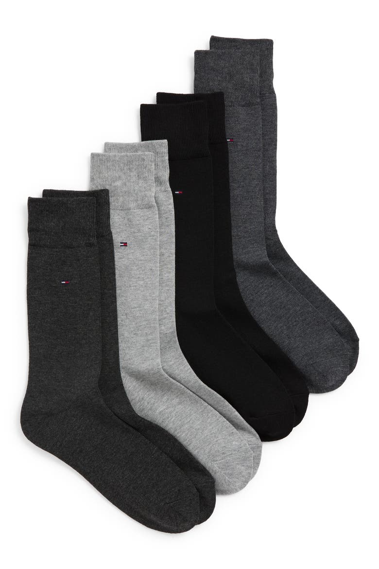 4-Pack Solid Crew Dress Socks, Main, color, HEATHER GREY ASSORTED