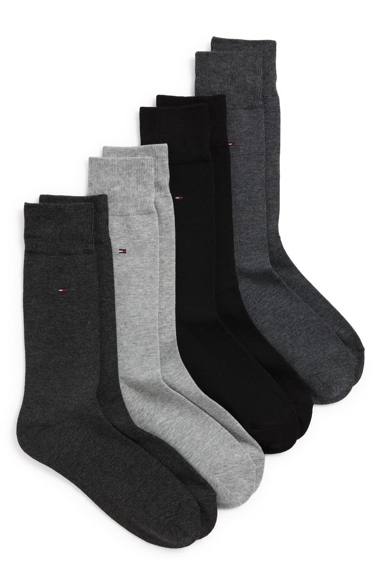 Tommy Hilfiger 4-Pack Solid Crew Dress Socks, Main, color, Heather Grey Assorted