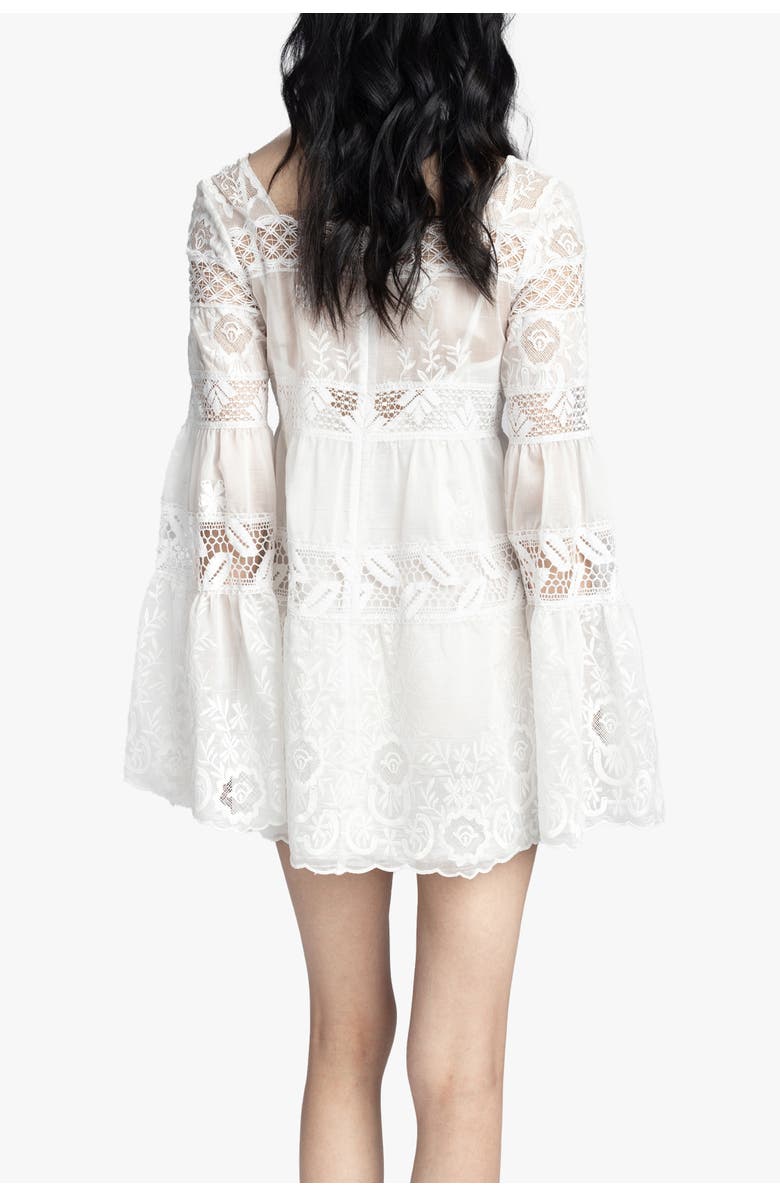 Anna Sui Cottage Rose Lace Mini Dress, Alternate, color, White