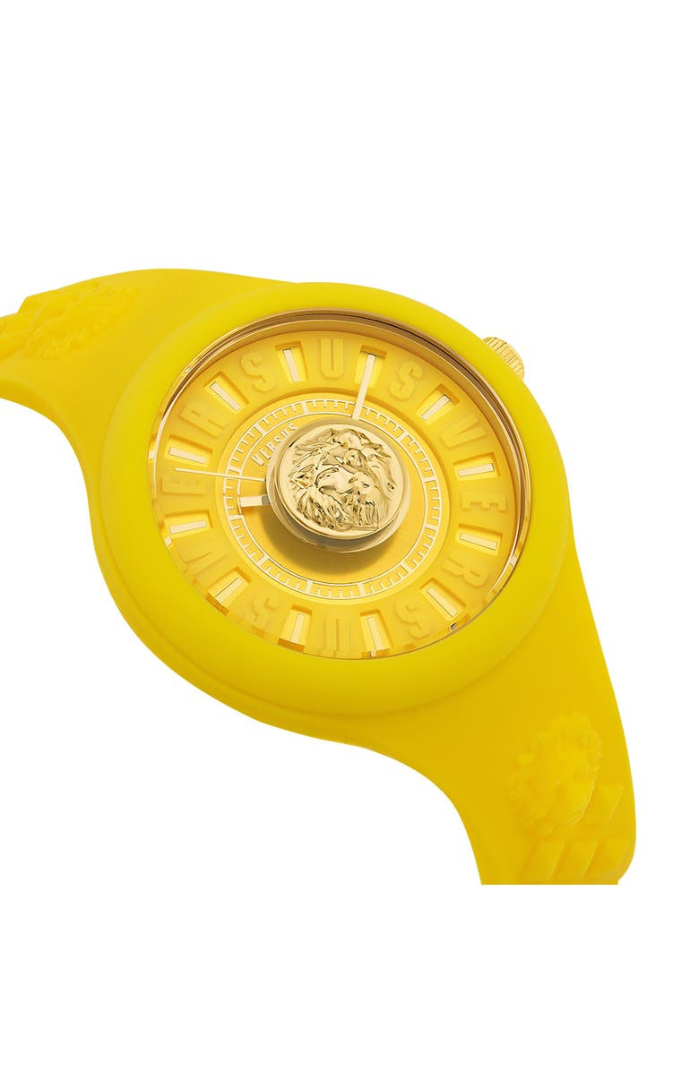 VERSUS Versace Men's Teal Dial Teal Silicone Strap Watch, 39mm, Alternate, color, Yellow