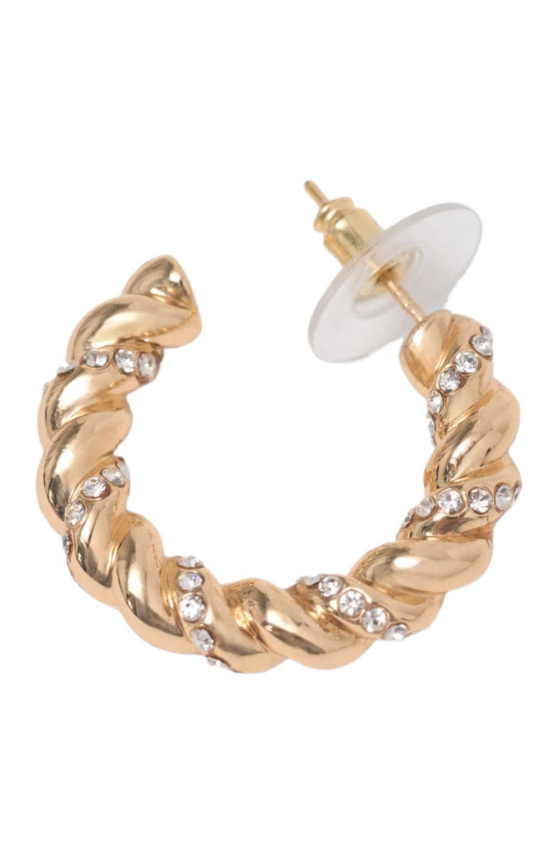 maje Twisted rhinestone hoop earrings, Alternate, color, Gold
