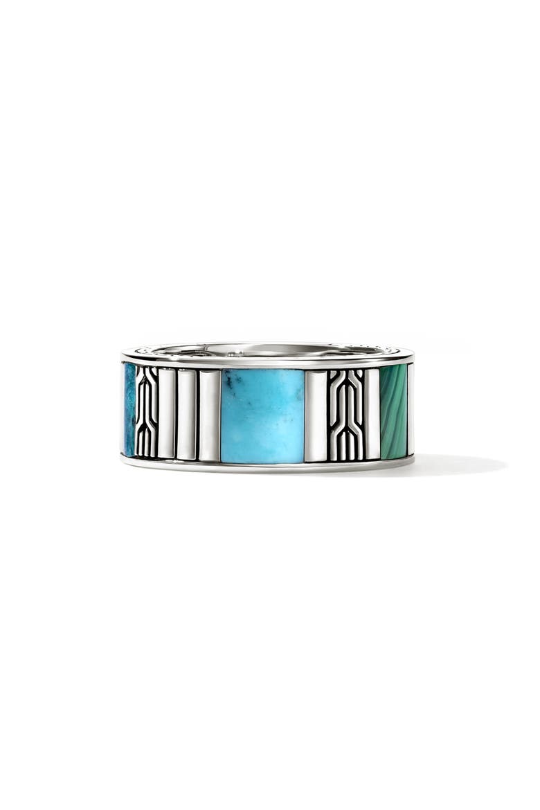 Carved Chain Ring, Sterling Silver, Hardstones, Main, color, SILVER