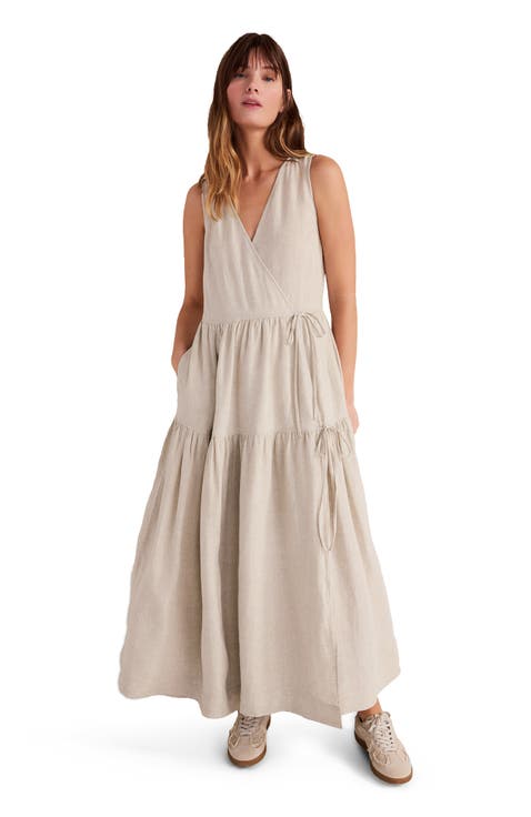 Everweave Linen Tiered Wrap Dress