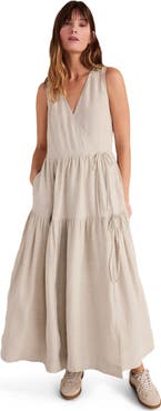 Haven Well Within Everweave Linen Tiered Wrap Dress