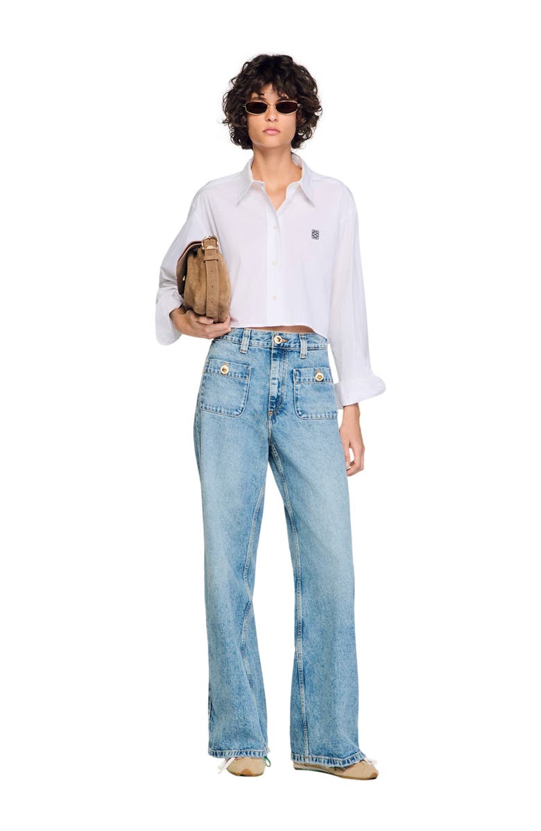 SANDRO Faded jeans, Alternate, color, Blue Jean