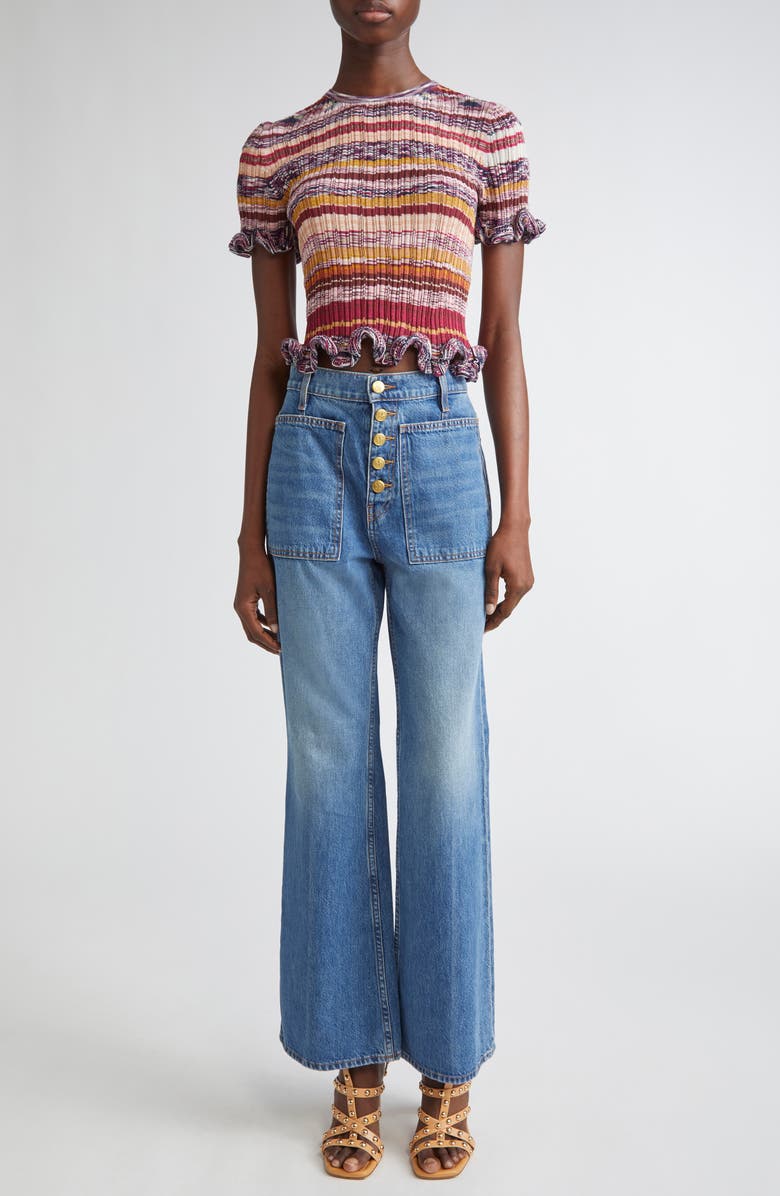 Ulla Johnson Miya Ruffle Space Dye Top, Alternate, color, Prism