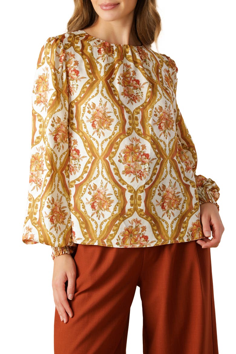 Floral Long Sleeve Top, Main, color, IVORY