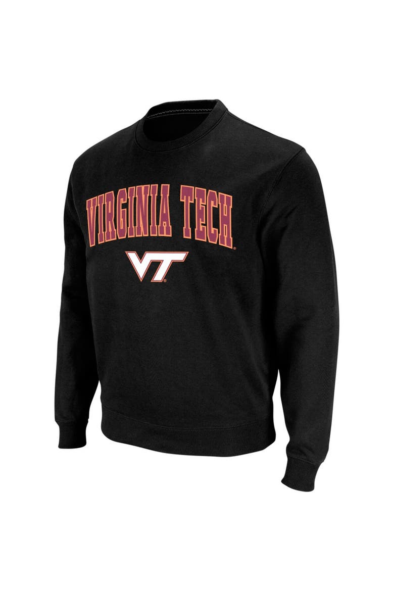 Men's Colosseum Black Virginia Tech Hokies Arch & Logo Crew Neck Sweatshirt, Alternate, color, Black