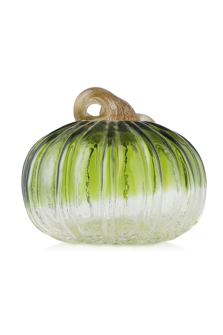 Crackle Glass Short Pumpkins, Alternate, color, Green