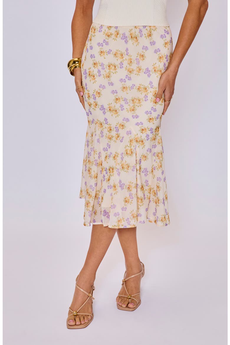 Honey Hues Floral Midi Skirt, Main, color, CREAM MULTI