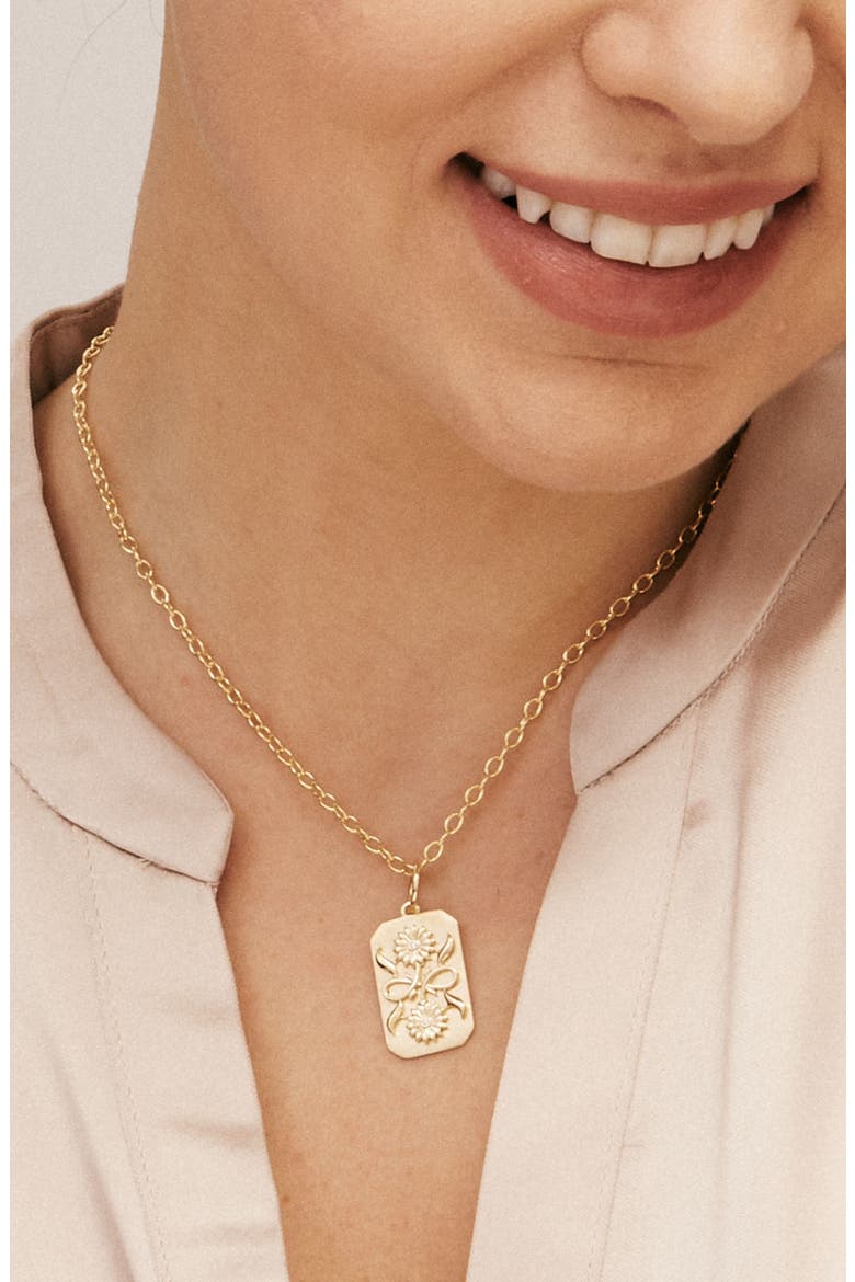 Cerez Sunflower Emblem Pendant, Alternate, color, Gold