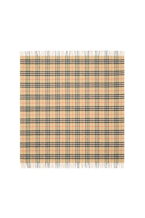 Burberry Check Wool Baby Blanket In Brown