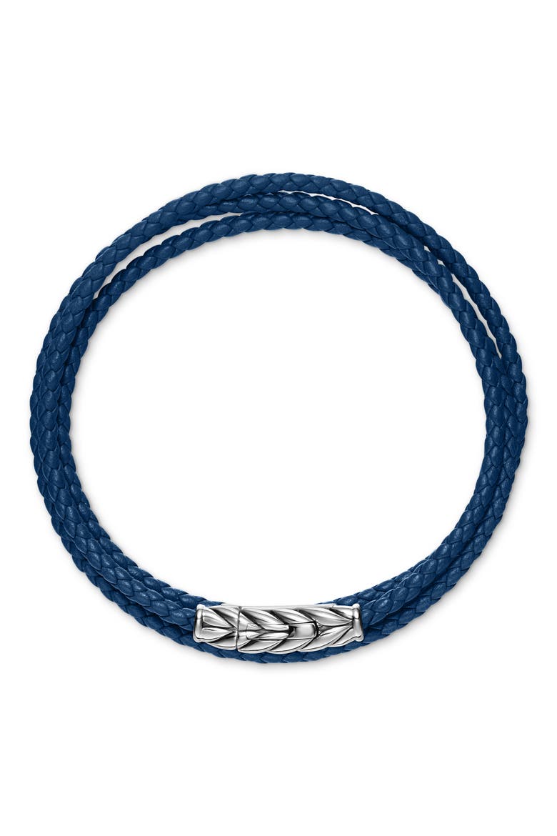 Sterling Silver Leather Bracelet, Alternate, color, BLUE