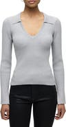 Hudson Jeans Johnny Collar Long Sleeve Rib Knit Top